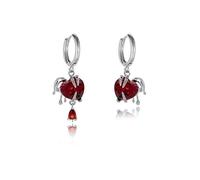 Orecchini asimmetrici a forma di cuore rubino Design-Forward Gothic Aesthetic Distintivo Lussuoso per le donne