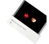 Orecchini asimmetrici a forma di mela da donna, graziosi orecchini 3D a forma di mela rossa intera e mezza, frutta delicata, per abbigliamento casual quotidiano, feste e vacanze