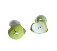 Orecchini asimmetrici alla mela verde, graziosi orecchini a forma di mela intera e mezza con accento CZ, orecchini di frutta giocosi per abbigliamento casual e quotidiano