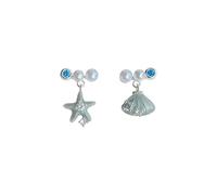 Orecchini asimmetrici con conchiglia di stelle marine con perla Ipoallergenici Design alla moda adatto per l'usura quotidiana, le riunioni e le feste Regalo di compleanno Accessori da donna