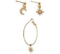 Orecchini Asimmetrici da 3 Pezzi Orecchini a Lobo con Diamanti Finti a Forma di Luna Crescente Set di Orecchini a Cerchio Grande Practical Treatment