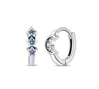 Orecchini asimmetrici in argento Sterling 925 per donne, piccoli orecchini a tre stelle e luna, gioielli per feste estive, Taglia unica, Agata