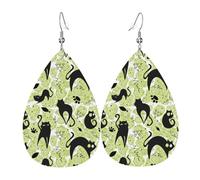 Orecchini astratti simpatici a forma di gatto da donna, in pelle colorata a forma di goccia, gioielli