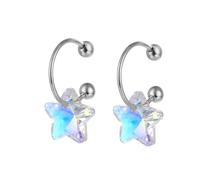 Orecchini autunnali da donna, orecchini estivi minimalisti a forma di C con cristallo a stella in acciaio inossidabile, acciaio inox, Non pietra preziosa