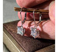 Orecchini Azzurri 4 Ct Diamanti Trattati Bianchi Princess Cut VVS1 IGL&S