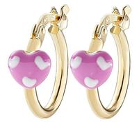 Orecchini bambina di Amen della collezione Junior. Gioiello realizzato in argento 925 di colore oro e smalto rosa e bianco. Diametro: 1 cm. La referenza è ORJCUGRO1