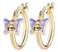 Orecchini bambina di Amen della collezione Junior. Gioiello realizzato in argento 925 di colore oro e smalto lilla e bianco. Diametro: 1 cm. La referenza è ORJFAGLI1