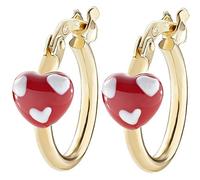 Orecchini bambina di Amen della collezione Junior. Gioiello realizzato in argento 925 di colore oro e smalto rosso e bianco. Diametro: 1 cm. La referenza è ORJCUGR1