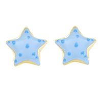 Orecchini bambina di Amen della collezione Junior. Gioiello realizzato in argento 925 di colore oro e smalto azzurro e blu. La referenza è ORJSTGAZ3