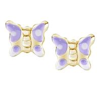Orecchini bambina di Amen della collezione Junior. Gioiello realizzato in argento 925 di colore oro e smalto lilla e bianco. La referenza è ORJFAGLI3