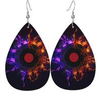 Orecchini Bambina Fire Purple Gold Vinyl Record Confortevoli Orecchini Donna Pendenti Stampa Ciondolo Orecchio Per Mamma Vacanze Decorazioni