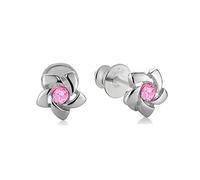 Orecchini Bambina In Argento Con Cristalli A Forma Di Fiore Produzione Europea