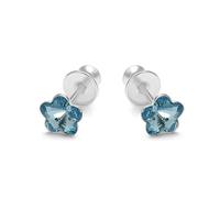Orecchini Bambina In Argento Sterling Con Delicato Motivo Floreale E Cristalli Splendenti
