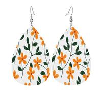 Orecchini Bambina Orange Flowers Green Leaves Confortevoli Orecchinis Da Donna Stampa Ciondolo Orecchio Per Vacanze Mamma Festa