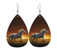 Orecchini Black Horses Red Glowing Clouds Orecchini In Pelle Stampato Penzolare Pendenti Per Ragazze Donne Cosplay