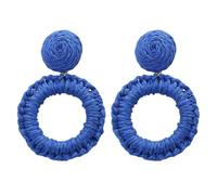 Orecchini bohémien da donna, realizzati a mano in rafia, orecchini pendenti da donna, leggeri, in paglia, per spiaggia, vacanze, orecchini a cerchio in rattan bohémien, gioielli regalo per le donne