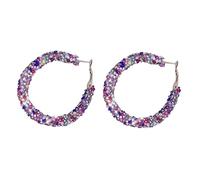 Orecchini Bohémien Luccicanti Paillettes Glitter Orecchini a Cerchio Avvolto Dichiarazione Circolare placcata Rhinestone Pennello per Lena per Donne Ragazze Boho gioielleria Cerchio con Tela
