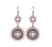 Orecchini Boho per le donne Orecchini a forma di Mano Vintage Dainty Lunghi Rosa Arcobaleno Bronzo Leggero Fiore Rosa Regalo per l'estate