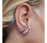 Orecchini bracciale orbitale anello spigoloso s925 argento sterling clip su...