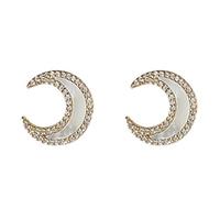 Orecchini Bright Star Mann a mezzaluna con bordo diamantato con luce delicata di lusso eleganti orecchini brillanti