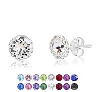 Orecchini Brillanti Uomo Donna - Orecchini Punto Luce Argento 925 con Brillantini di Cristallo 6 mm - Orecchini Diamante - Orecchini Colorati Donna - Orecchini a Lobo Argento 925