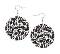 Orecchini Bulldog2 di cartone animato in bianco e nero con cani doodle, orecchini in pelle a forma rotonda, leggeri, pendenti, gioielli da donna, perfetti da indossare tutti i giorni