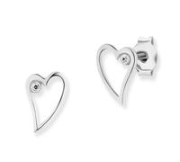 orecchini cai love argento sterling 925 rodiato 2 zirconi a forma di cuore do...