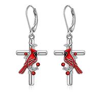 Orecchini cardinali rossi da donna in argento Sterling 925, regali cardinali appaiono quando gli angeli sono vicini commemorativi per la perdita dell'amore, 0.91 inches, Argento sterling, Zirconie