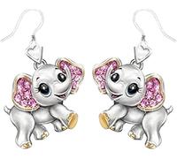 Orecchini carini per le donne Ciondolo con ciondolo a forma di elefante con ciondoli a borchie con orecchini a bottone Moda colorato lucido con zirconi animali orecchino gioielli regali per mamma mogl