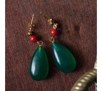 Orecchini Castello HOWL'S MOVING Agata Verde ARGENTO925 Pietra Naturale Studi...