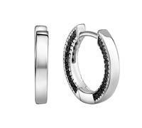 Orecchini Celesta in argento 925/- sterling con zirconi neri sintetici 1,5 cm