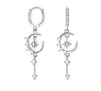 Orecchini celesti, in argento, a forma di mezzaluna, a forma di stella, a forma di luna e stelle, con zirconi, a forma di stella, ciondolo in metallo per la creazione di gioielli da donna