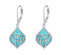 Orecchini celtici in argento Sterling 925 con turchese nodo irlandese, nodo celtico per donne, legami antenati, gioielli boho, regalo per Natale, festa della mamma, compleanno