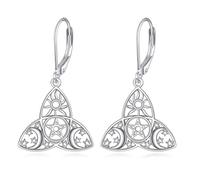 Orecchini celtici in argento Sterling con nodo celtico irlandese pendenti a triangolo, luna, stella, sole, gioielli regalo per donne, madri e figlie
