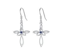 Orecchini celtici Orecchini a croce in argento sterling 925 Donne Orecchini a goccia con nodo celtico Orecchini a bottone da uomo Gioielli celtici Regali di San Valentino per ragazze Bambini Fidanzata