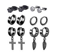 Orecchini Cerchio Acciaio Chirurgico 6 Coppie Punti Luce Piercing Cross Set Pendenti Uomini Donne Ragazzi