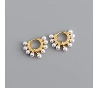 Orecchini Cerchio Argento,Moderno Creativo Intarsiato Anello Spesso Imitazione Perla Moda Unica Elegante Orecchini Ipoallergenici A Cerniera Cerchio Fine Anello Senza Fine Gioielli per Signora Uomin