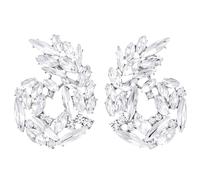 Orecchini Cerchio Cluster di Foglie con Cristalli, Punti Luce Brillanti con Strass, Gioielli da Sposa Eleganti