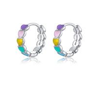 Orecchini cerchio da donna in argento 925 avec des coeurs dans différents tons. Set Orecchini da donna cerchio con finitura in argento sterling o oro 18 carati ideali per regalo... (Argento placcato)