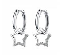 Orecchini cerchio da donna in argento 925 con stella lucente. Set Orecchini da donna cerchio con finitura in argento sterling o oro 18 carati ideali per regalo... Gioielli (Argento placcato)