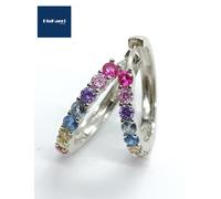 orecchini cerchio donna argento zirconi colorati multicolor cerchietto