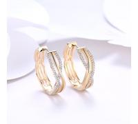 Orecchini Cerchio Donna, Donna 9K Oro Giallo Orecchini Cerchi Linea con diamante da laboratorio