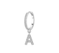 Orecchini Cerchio, Donna Orecchini Cerchietto con lettera A in moissanite in Platino