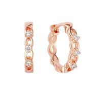 Orecchini Cerchio Donna, Oro rosa 14 carati Orecchini a cerchio con infinito cavo e diamante da 0,07 ct