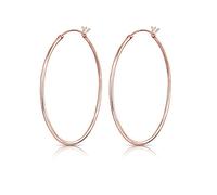 Orecchini Cerchio Oro Rosa - Cerchietti Argento 925 Placcati Oro Rosa 18K con Chiusura a Leva - Orecchini a Cerchio Donna Ipoallrgenici - Spessore 1.2 mm x 10,12,14,16,18,20,25,30,35,40,50,60 mm