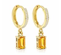 Orecchini cerchio pendenti donna argento 925 placcato oro 14K peridoto verde taglio smeraldo design moderno gioiello fatto a mano dainty stacking daily wear