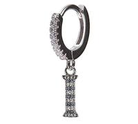 Orecchini cerchio piccoli argento 925, orecchini donna singolo mono orecchino lettera mini hoops argento e zirconi (I)