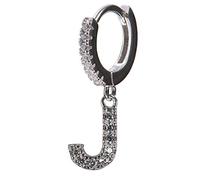 Orecchini cerchio piccoli argento 925, orecchini donna singolo mono orecchino lettera mini hoops argento e zirconi (J)