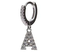 Orecchini cerchio piccoli argento 925, orecchini donna singolo mono orecchino lettera mini hoops argento e zirconi (A)