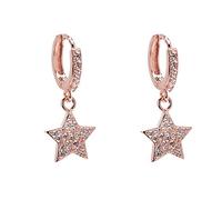 Orecchini cerchio piccoli argento 925, orecchini donna stella orecchini zirconi orecchini pendenti stellina argento, oro rosa hoops argento 925 e zirconi bianchi o neri. made in italy (Oro Rosa)